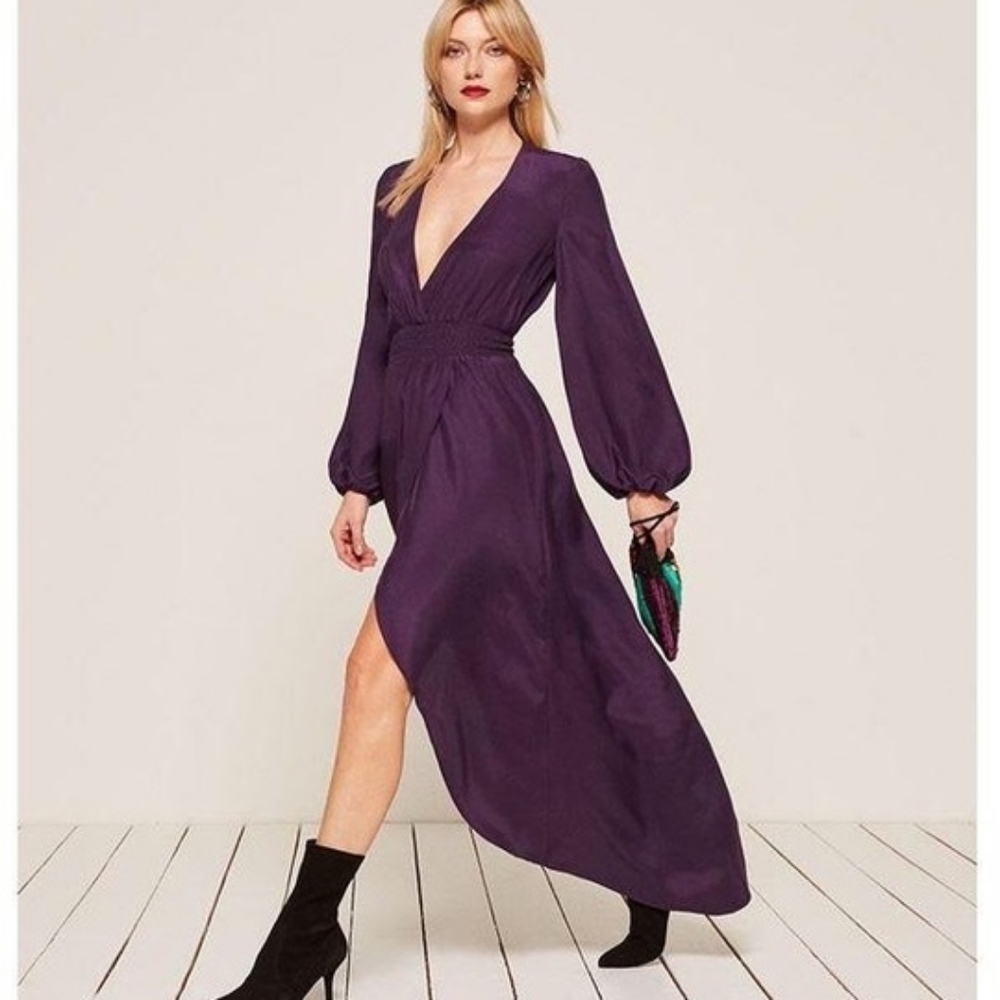 Reformation Rosalina Silk Long Dress in Au… - Picture 1 of 8